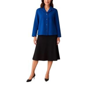NWT $119 Anne Klein Women’s Linen Blend Royal Blue Button-up Suit Jacket Size XL